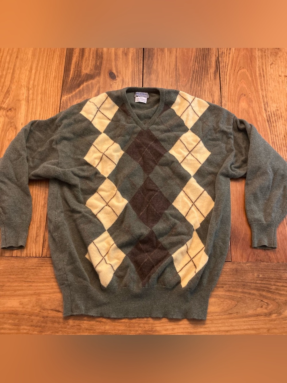 Vintage Bullock & Jones 100% Lambswool Argyle Sweater